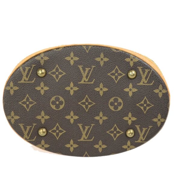 LOUIS VUITTON BUCKET PM Shoulder Tote Bag Monogram Leather Brown - Picture 11 of 16